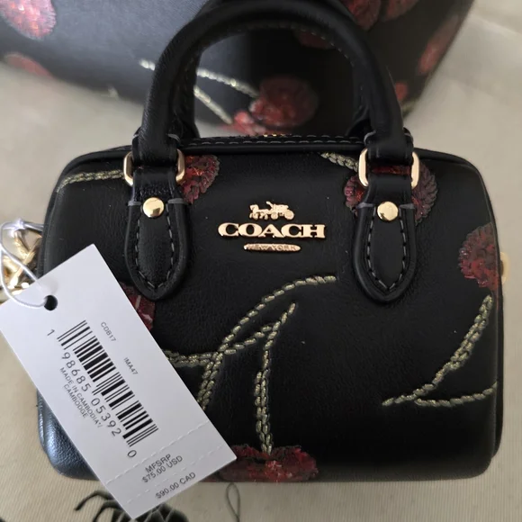 🍒 COACH Rowan Bucket Bag & Rowan Charm w/Sequin Cherry Print - Picture 14 of 14